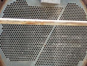 Tube sheet suffering from bi-metallic corrosion Tube sheet suffering from bi-metallic corrosion