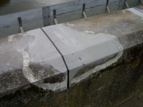 Belzona 4111 (Magma-Quartz) applied to repair damage and Belzona 2211 (MP Hi-Build Elastomer) applied to create the expansion joint allowing movement Belzona 4111 (Magma-Quartz) applied to repair damage and Belzona 2211 (MP Hi-Build Elastomer) applied to create the expansion joint allowing movement